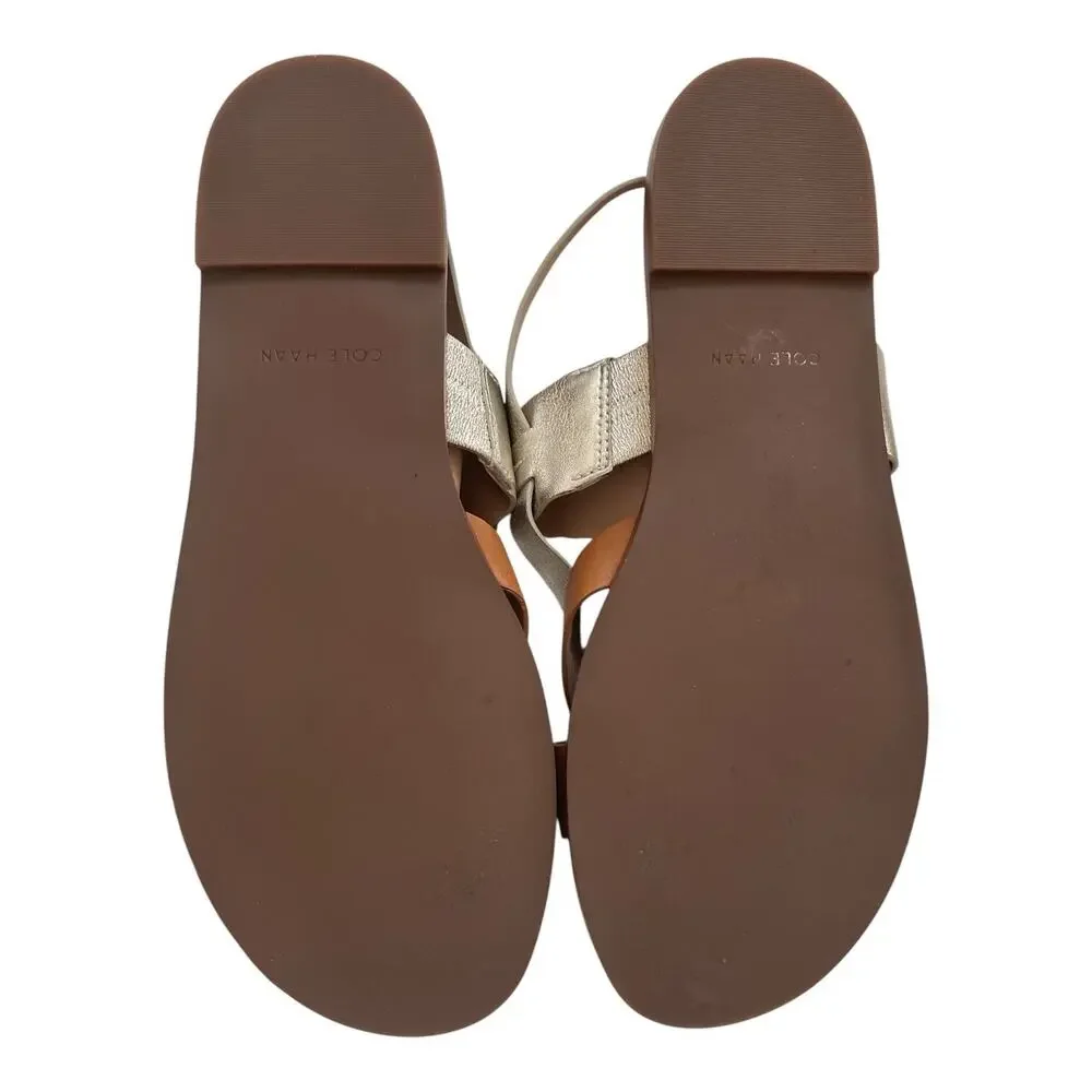 Cole Haan Fawn Sandal Leather Pecan/Soft Gold Size 8 Strappy Slingback